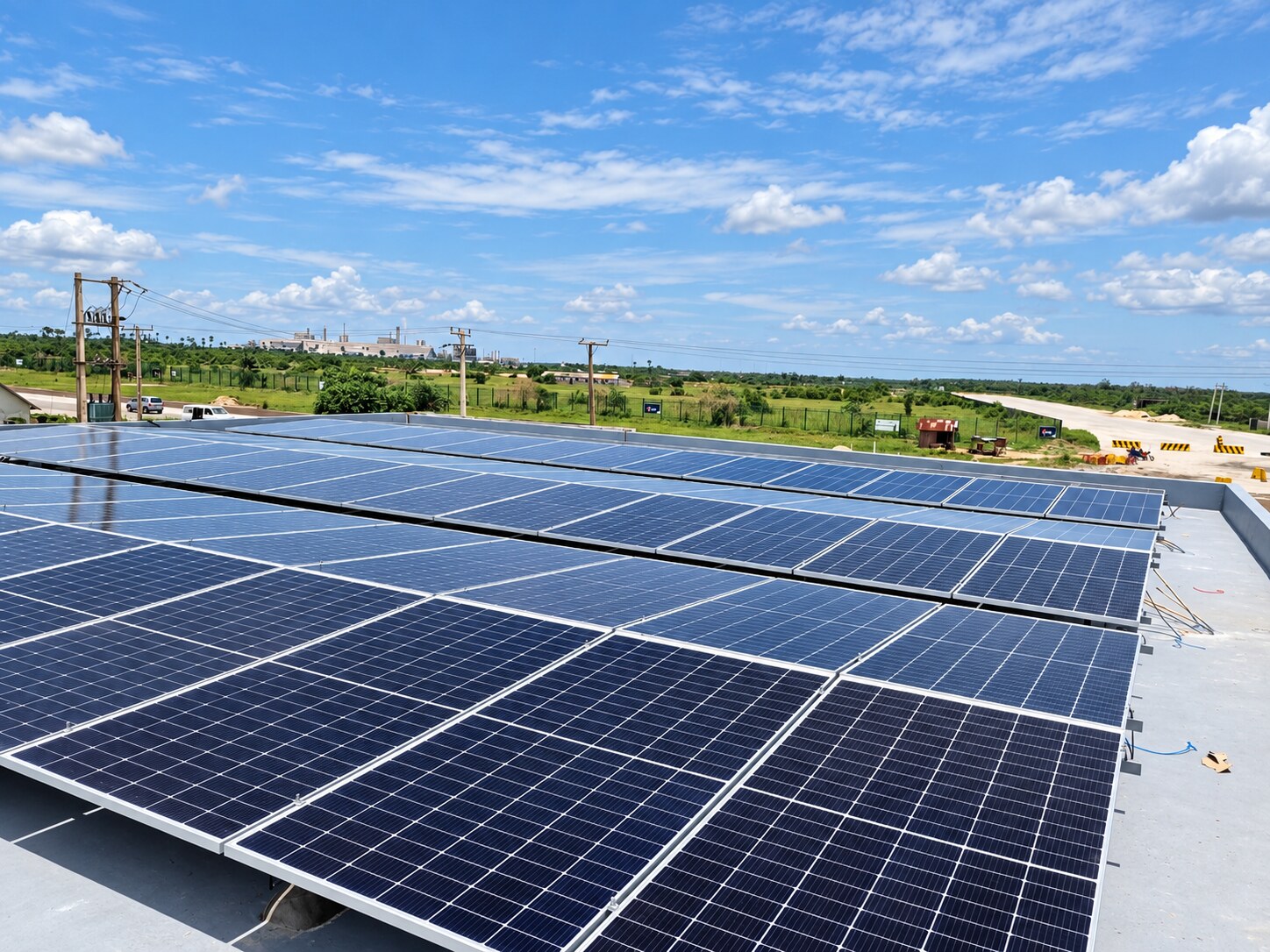 Completed rooftop solar array on a commercial building