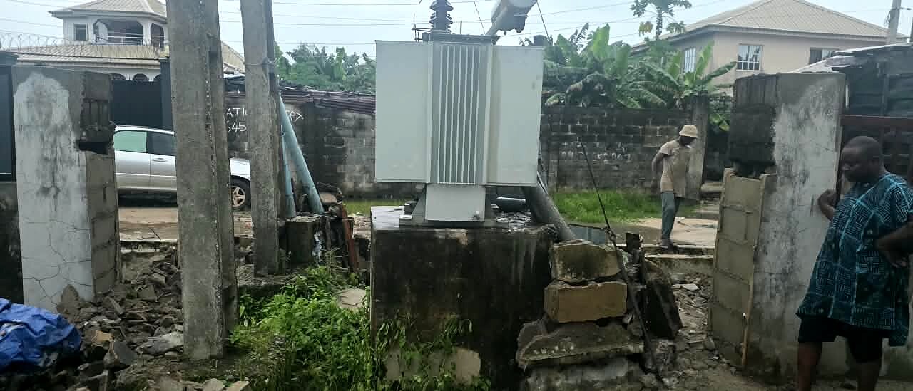 Ground-mounted transformer on site