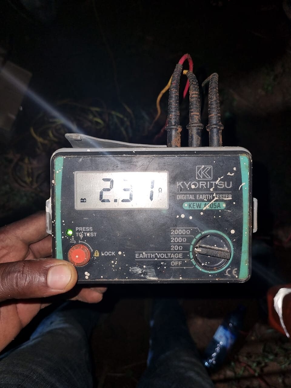 Earth resistance test reading 2.31 Ω