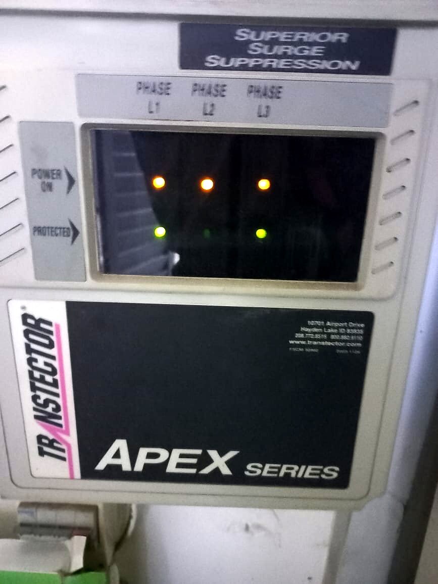 Three-phase surge suppression unit in service
